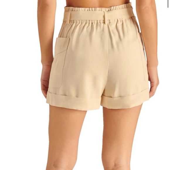 Steve Madden High Rise Paper Bag Khaki Beige Casual Utility Shorts size Large - Picture 3 of 7